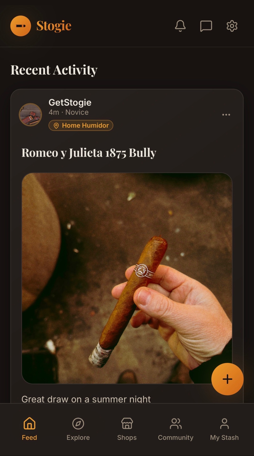 Stogie Feed screen